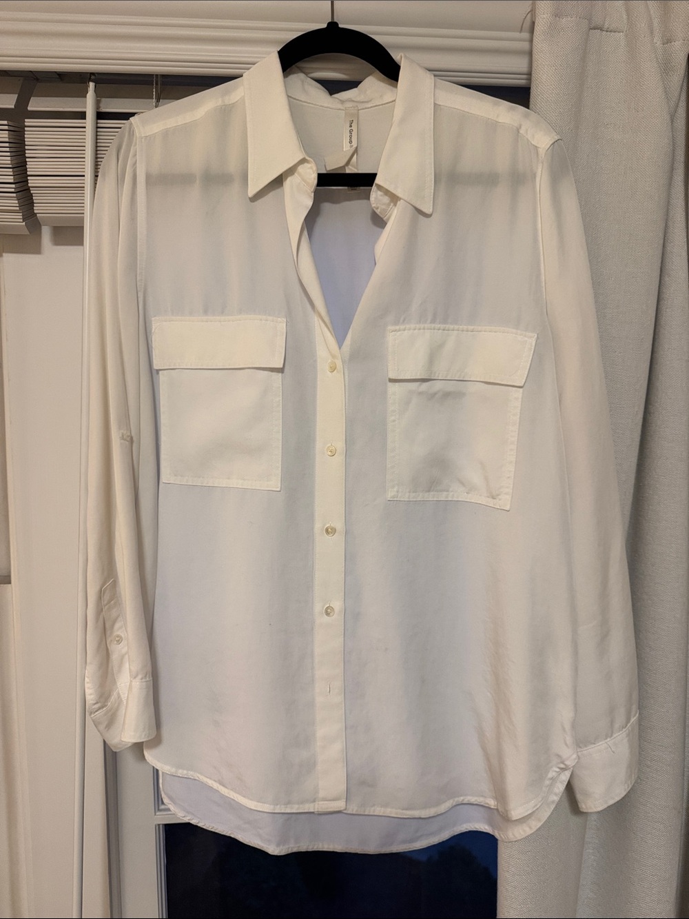 Babaton Ivory Button-Front Pocket Blouse